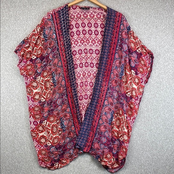 Angie kimono kaftan beachy wrap swim coverup duster boho mixed prints - Picture 1 of 9